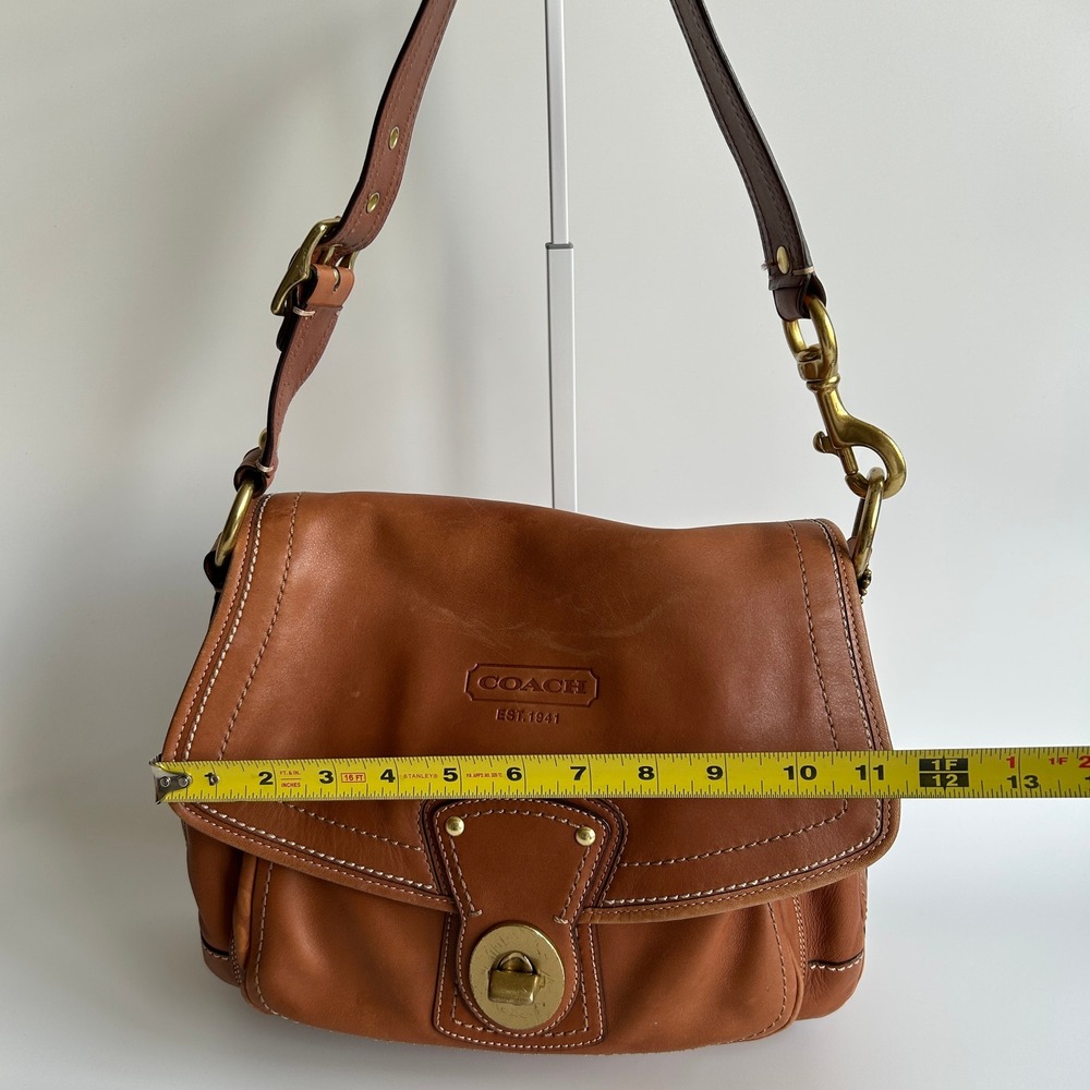 Coach Brown Leather Shoulder Bag with Brass Hardware - Picture 14 of 16
